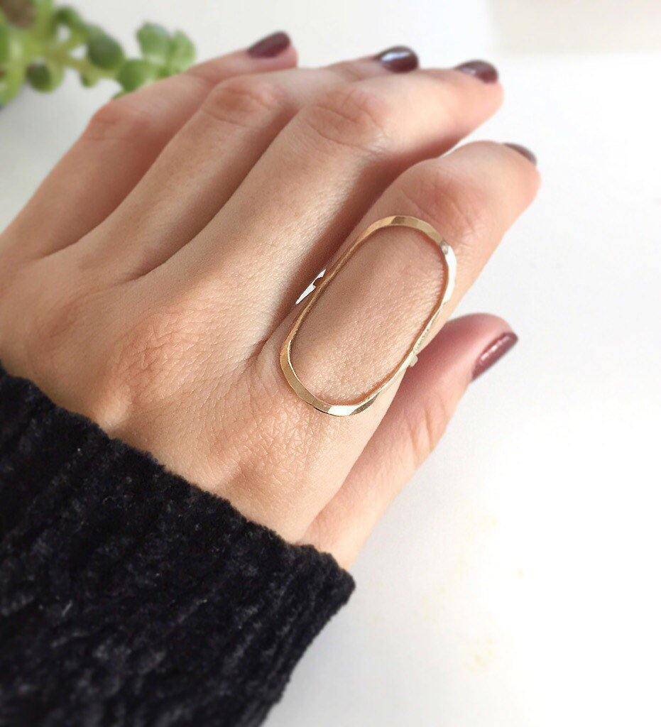 BOVANNI Big Tiny Golden Love Hugging Hand Stackable Ring